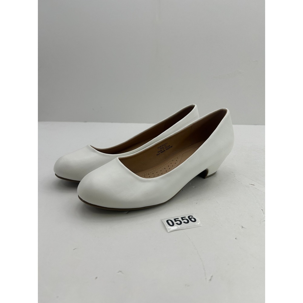 Round Toe Low Heel Pumps Womens 7.5 White